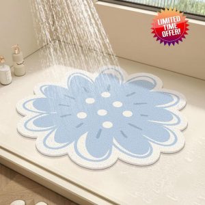 Round Shower Mat Flower Bath Mat for Inside Shower