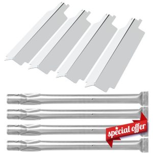 WELL GRILL Stainless Steel Burner Cover & Burner Tube Replacement Parts for EL Fuego Dayton 4 Burner
