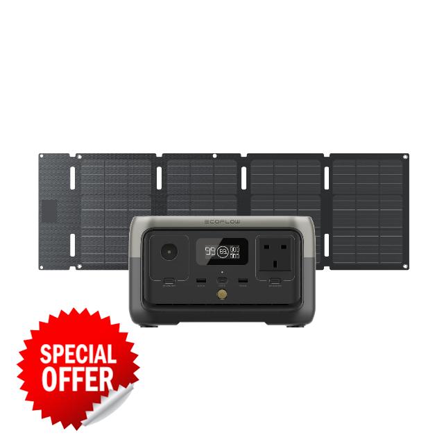 ECOFLOW Portable Power Station RIVER 2 with 45W Type-C Solar Panel