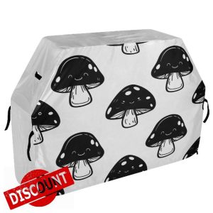BBQ Grill Cover Grill Cover for Outdoor Grill Anti-UV Weather Resistant Waterproof Barbeque Grill Cover for Most Grills Black Mushrooms