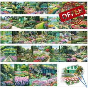 Pajean 30pcs Dementia Products for Elderly Seniors Reusable Water Painting with 2 Painting Brushes Garden Themed Dementia Activities Water Doodle Coloring Set for Dementia Alzheimers Drawing Gifts