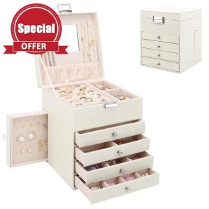Jewellery Box Organiser with 6 Drawers and Mirror