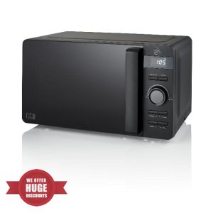 Swan SM22037LBLKN Stealth LED Digital Microwave with Glass Turntable