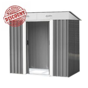 6x4 Ft Garden Storage Shed - Outdoor Bike and Metal Pent Tool Storage