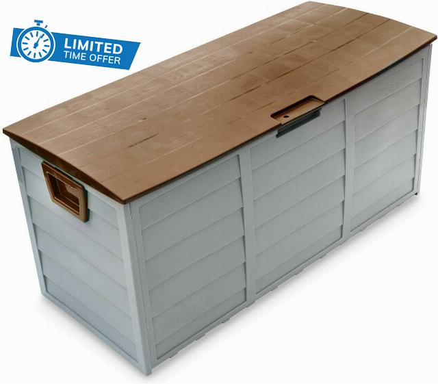 290L Outdoor Garden Storage Box – Large Lockable Plastic Chest for Tools