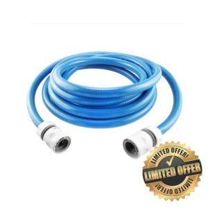 20 Meter Blue Food Grade Water Hose with Click-Lock Connector Set - 1/2" Garden Hose Pipe Cart Extension Ki