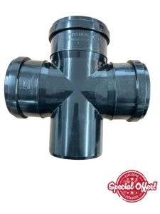 110MM Black Soil Pipe and Ring Seal Fittings Push Fit Fittings Cross Tee Junction Branch