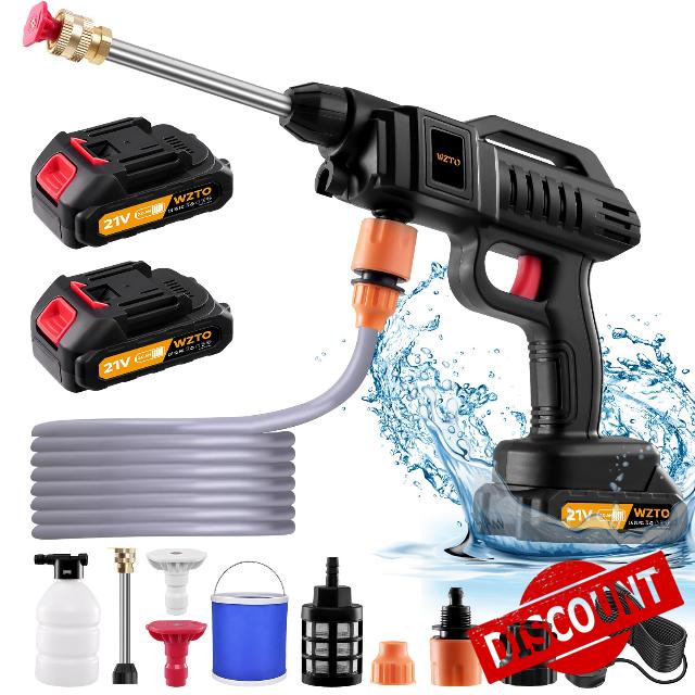 Power Washer High Power Washer Machine 60 Bar and Charger 1500W Portable Pressure Washer with Nozzle and 5m/16.6ft tube for Car