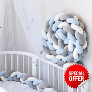 GYCF Braided Cot Bumper Comfortable Handmade Braided Cushion Bed Snake Cot Knotted Surrounds Adjustable Baby Cot Bumper Accessories Cot Protector