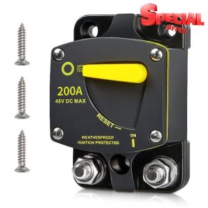 RED WOLF BS6200 200A Amp Circuit Breaker W/Manual Reset DC 12-48V High Amperage for Car Audio RV Marine Boat Truck Trolling Motors Stereo Audio Electronic Battery Solar System