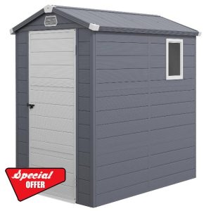 Outsunny 4 x 6ft Plastic Garden Storage Shed with Foundation Kit