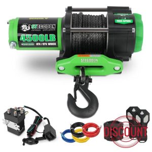 STEGODON 4500 lb ATV/UTV Electric Winch 12V Waterproof Electric Winch Off-Road Synthetic Rope Winch for ATV UTV Towing Trailer Winches with 2 Wireless remotes