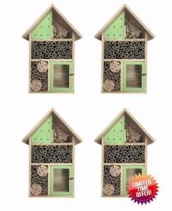 4 x Large Wooden Insect & Bug Hotel Garden Nesting Shelter Eco-Friendly Butterfly Habitat Bee Box House