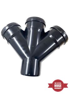 110MM Black Soil Pipe and Ring Seal Fittings Push Fit Fittings Double Socket Double Y Branch Tee