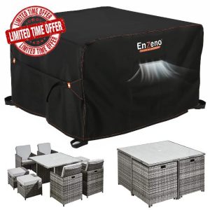 Enzeno Cube Garden Furniture Covers,125X125X74cm Garden Square Table Cover Waterproof,420D Heavy Duty Outdoor Patio Rattan Cube Table Covers Windproof