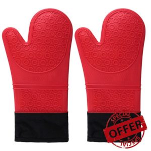 JIARCY Professional Oven Gloves Heat Resistant Silicone Gloves Oven Mitts Non-Slip Cooking Barbecue Gants With Soft Inner Lining