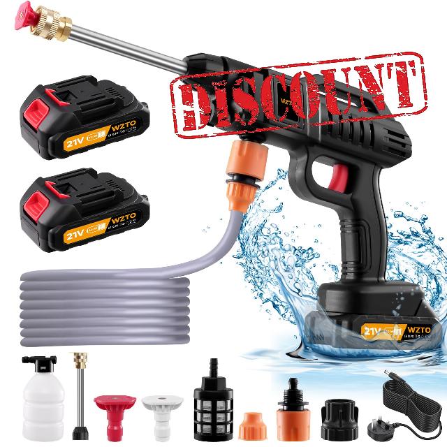 Power Washer High Power Washer Machine 60 Bar and Charger 1500W Portable Pressure Washer with Nozzle and 5m/16.5ft tube for Car
