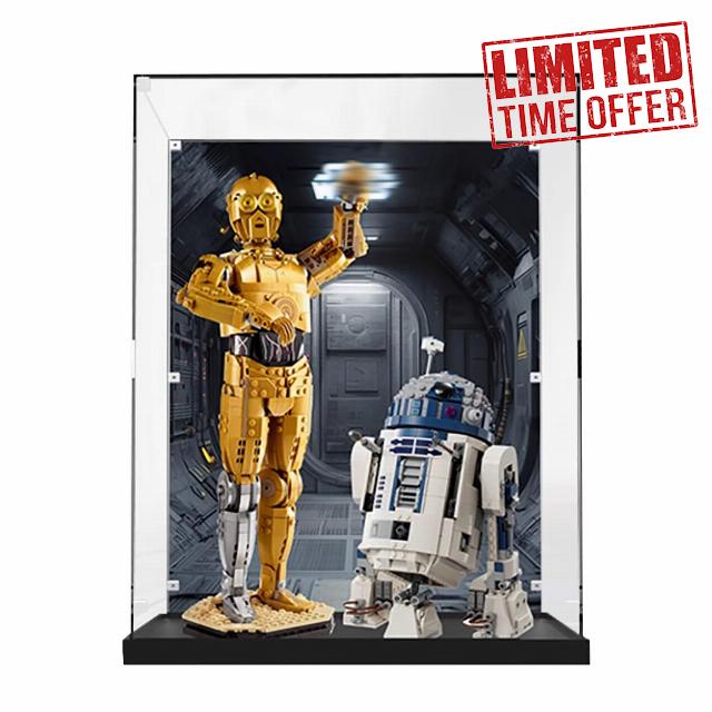 Acrylic Display Case for Lego 75398+75379 Star Wars C-3PO/R2-D2,Dustproof Box