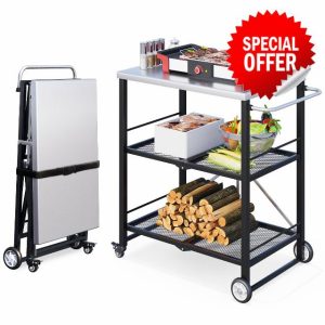 UNIONLINE Foldable Stainless Pizza Oven Table with Handle