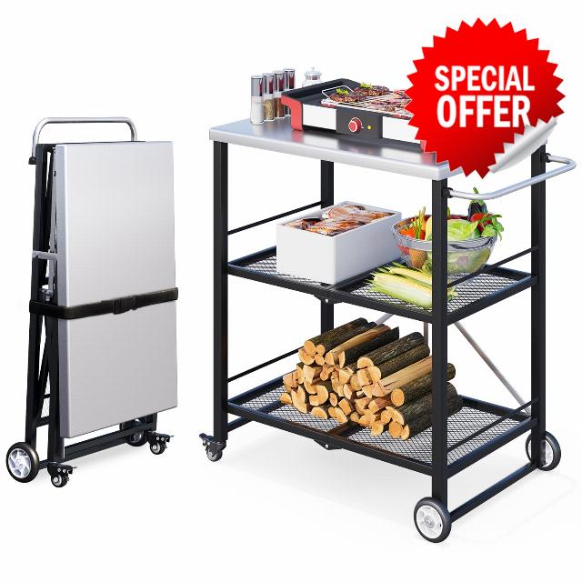 YODOLLA Foldable Stainless Pizza Oven Table
