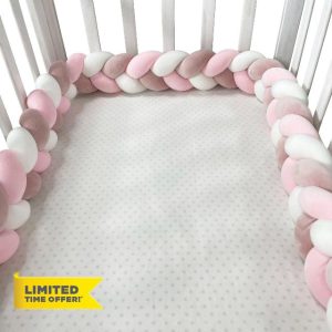 GYCF Braided Crib Bumper Knotted Braided Bed Snake Cot Surrounds Cushion Braided Pillows Knotted Cot Bumpers for Cot Bed Anti-Collision Head Crib Bumper