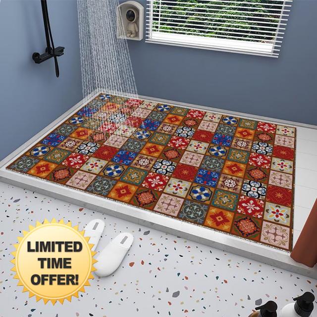 Loofah Shower Mat Bath Mat with Drain Holes