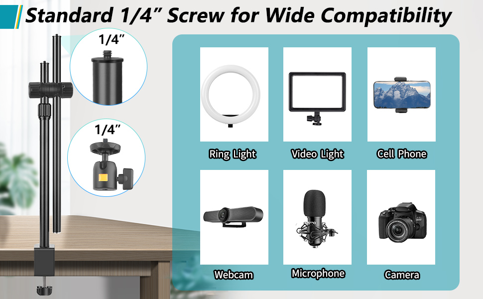Camera Desk Mount with Overhead Camera Mounting Arm