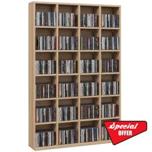 HOMCOM 480 CD/ 312 DVD Storage Shelf Rack Media Storage Unit Shelves Racks Wooden Display Unit with Adjustable Shelves
