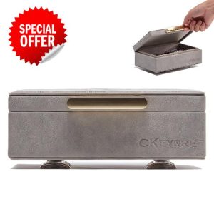 CKEYURE Key Box | Faraday Box for Car Keys | Car Key Signal Blocker Box | RFID Key Box | Key Holder | Key Safe | Signal blocking key box for car security | One Hand Operation (Light Grey)