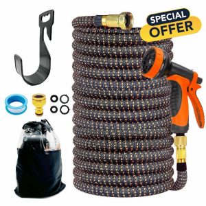 Zanmuk Expandable Garden Hose Pipe - 100ft Expanding Hosepipes for Garden Upgraded 3-Layer Latex with 10 Functions Spray Nozzle