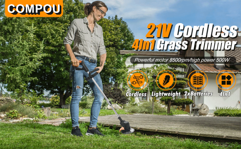 21V Cordless Strimmer Battery Lawn Trimmer, Lawn Edge Trimmer, Electric Trimmer, Lawn Mower