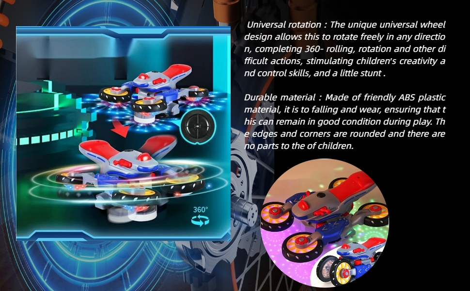 Transformer Motorcycle Universal Stunt Rotating Light and Music