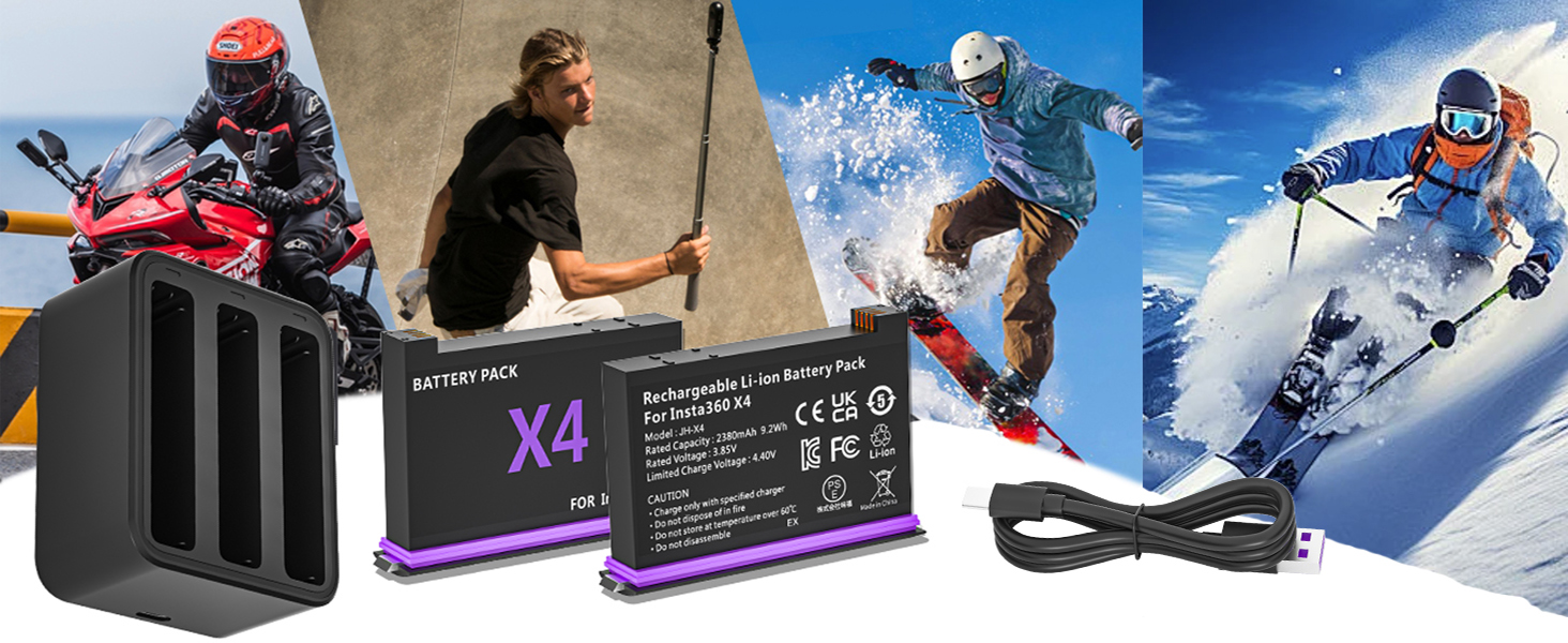 Battery Charger Set for Insta360 X4
