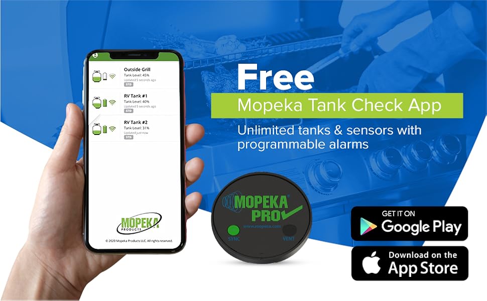 mopeka universal pro check propane sensor monitor gauge for bbq, rv, gas, black, water tanks
