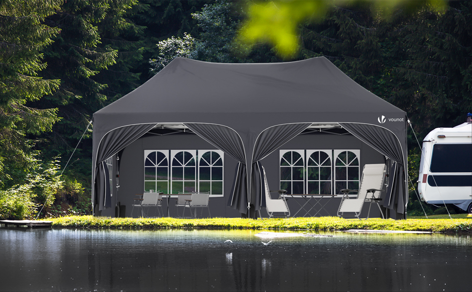 Gazebo with sides 3x6m grey