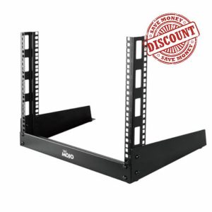 Tecmojo 2 Post Desktop Server Rack Small Open Frame Rack for 19in AV/Data/Audio/Studio Equipment Free Standing Home/Office Rack (8U)