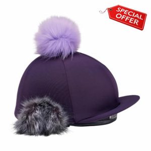 Harry Hall Hat Silk - Faux Fur Pom Poms - Stretch Fit for Jockey Skull Hats - Secure Elasticated Hem - Decorative Diamond Logo
