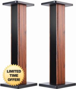 Suuiwau 24 inch(60cm) Wood Grain Speaker Stands Universal Speaker Stands Floor Pair Heavy Duty Surround Sound Studio Monitor Stand for Home Theaters with Sand Filling Tuning Functio