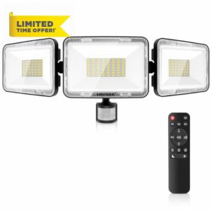 MEIKEE 70W Security Lights Outdoor Motion Sensor 6580LM 6500K Daylight White PIR Floodlights Outdoor 4 Modes Timing with Remote Control IP66 Waterproof 180° Adjustable for Garden Garage Doorways            [Energy Class E]