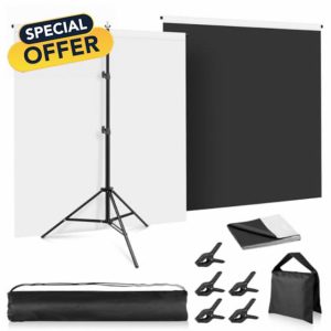White Black Backdrop with Stand