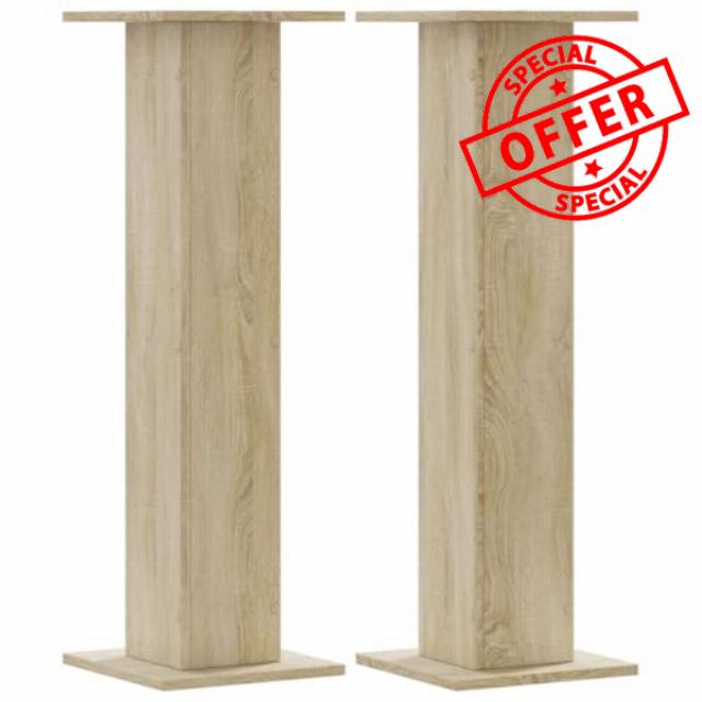 idaXL Speaker Stands 2 pcs - Sonoma Oak - Engineered Wood - Floor Stand 95 cm Height - Sand Fillable - 60 kg Load Capacity