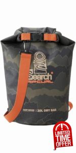 RIP CURL Surf Series Barrel Bag 20L 20 Litre Capacity - Black Olive - Roll and clip wet/dry section - 100% Polyamide