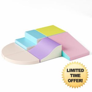 Krovtoy Soft Foam Blocks Climb and Crawl Activity Play Set for Baby Toddler Preschooler Indoor Play Equipment Learning Toys Multicolor (Sponge building block set-Macaron)