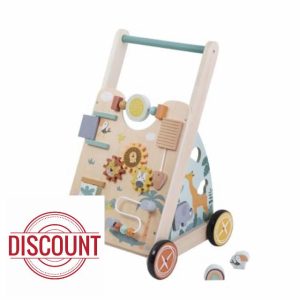 Jumini Wooden Baby Activity Walker – Safari-Themed Push Along Walker for Toddlers