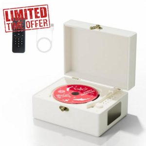 Yintiny Rechargeable Leather CD Player with Speakers