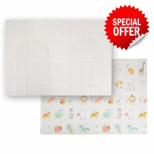 KiddyMoon Baby Play Mat Double-Sided Foam Mat for Kids Crawling Mat for Children Encourages Imagination Colourful Patterns Play Area Foldable Ideal for Indoors and Outdoors 150X200x1cm