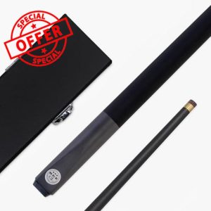 Funky Chalk BCE Christophe Lambert Signature Black Mamba 57 Inch 2 Piece Centre Joint English Pool Cue and Case Set 8.5mm Tip with Black Hard Case
