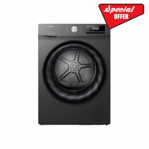 Teknix TKHP9HS 60cm Freestanding 9kg Heatpump Front Load Tumble Dryer - AI Sensor Dry - Allergy Care - Titanium - A++ Rated            [Energy Class A++]