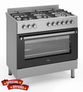 Ferre F9S60E7-IN 90cm Dual Fuel Range Cooker With Double Turbo Fan & 6 Burner(1 Wok) - Stainless Steel            [Energy Class B]