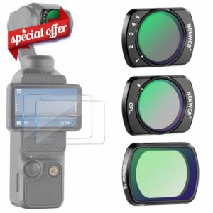 NEEWER Magnetic Variable ND2-32&1/4 Black Diffusion&CPL Filter Set Compatible with DJI Osmo Pocket 3 Creator Combo Accessories
